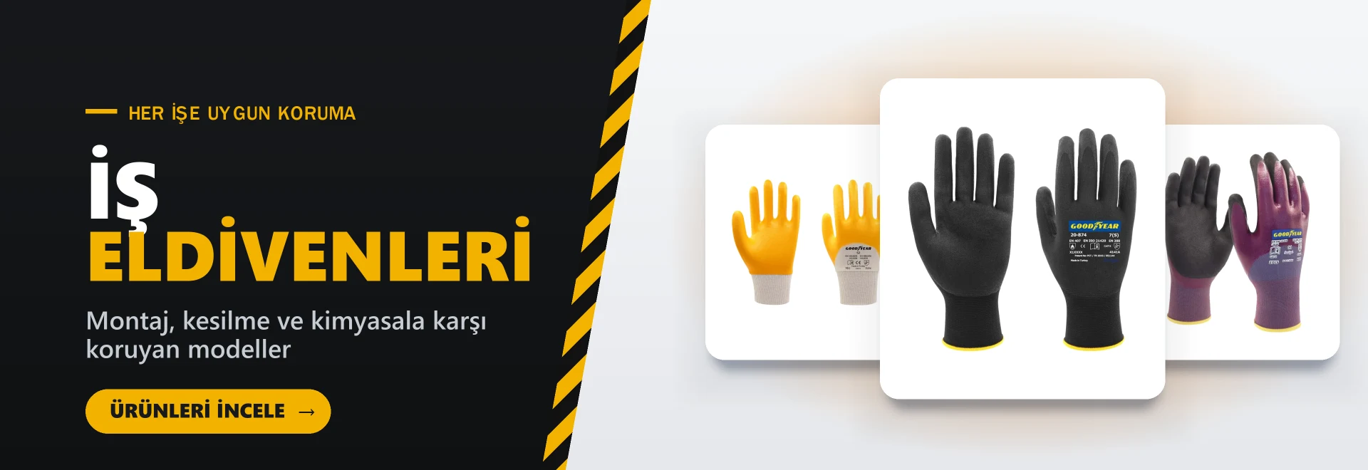 İş Eldivenleri – Montaj, kesilme ve kimyasala karşı koruyan modeller