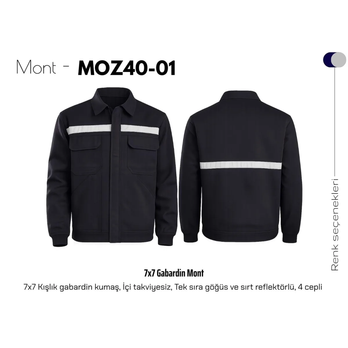 7*7 Gabardin İş Montu (Takviyesiz)