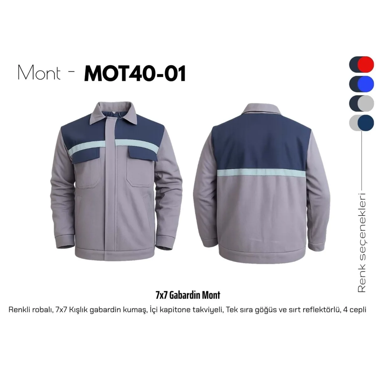 7*7 Gabardin Takviyeli Robalı İş Montu