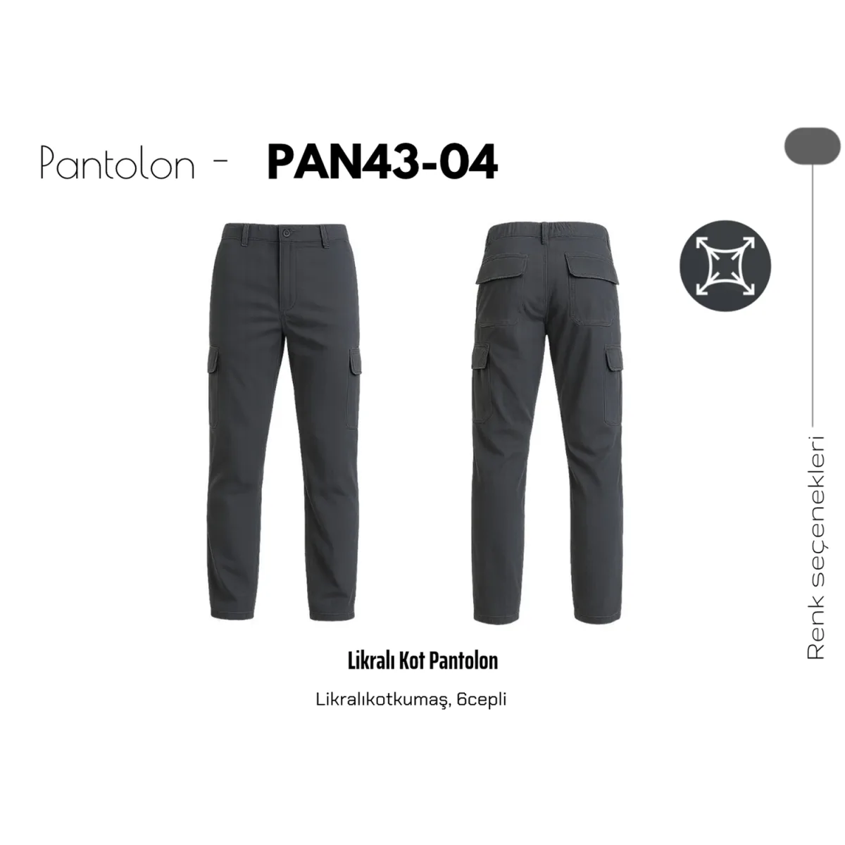Likralı Kot İş Pantolonu – Antrasit Füme