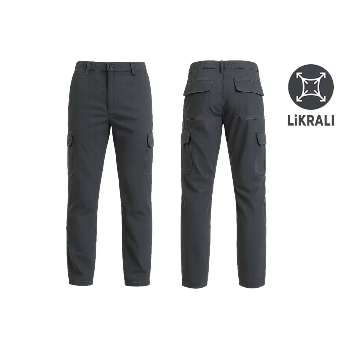 Likralı Kot İş Pantolonu – Antrasit Füme