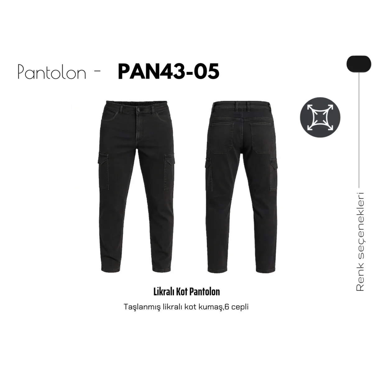 Likralı Kot İş Pantolonu – Siyah