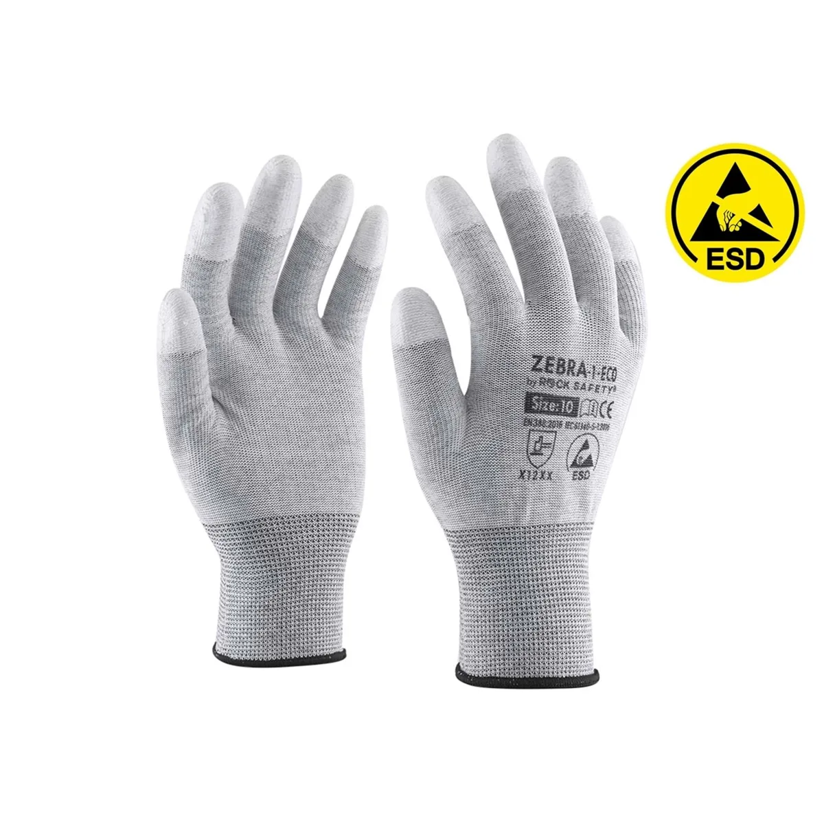 Rock Safety İş Eldiveni - Zebra-Eco Parmak Ucu Kaplı Esd