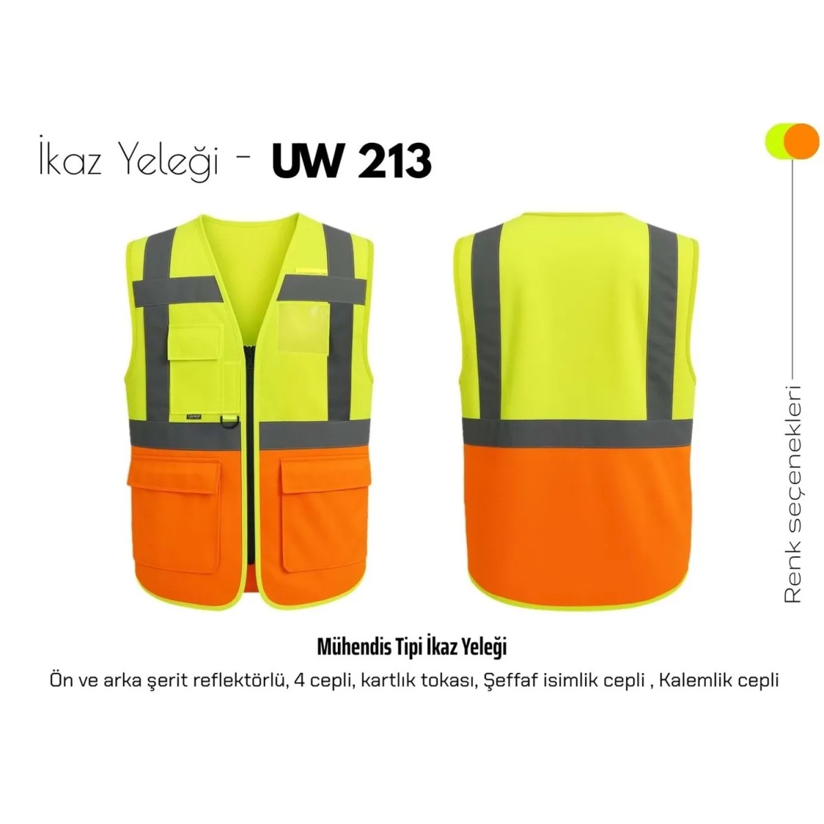 Univest İkaz Yeleği - Mühendis Tipi UW 213