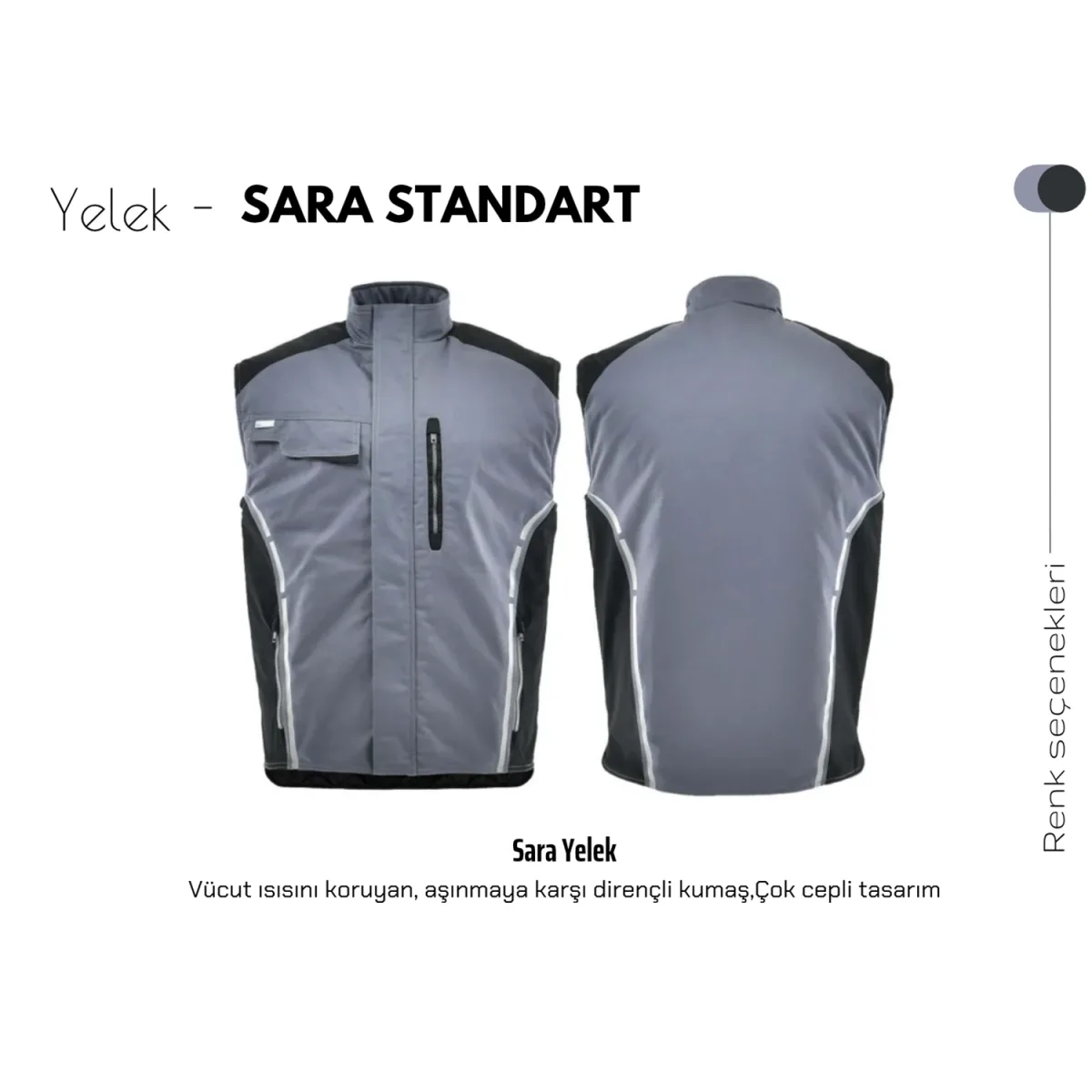 Yelek Sara Standart - Gri
